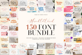 New Handlettered 150 Font Bundle